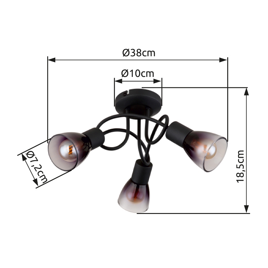 Globo - Candeeiro integrado 3xE14/25W/230V preto