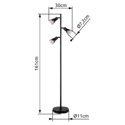 Globo - Candeeiro de chão 3xE14/25W/230V preto