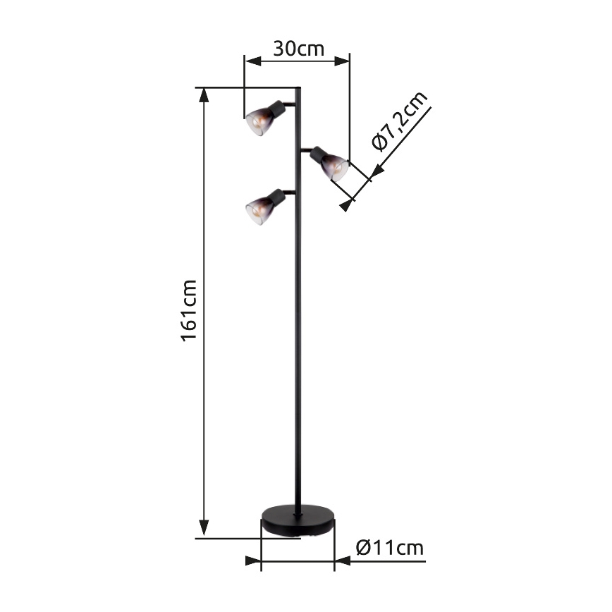 Globo - Candeeiro de chão 3xE14/25W/230V preto