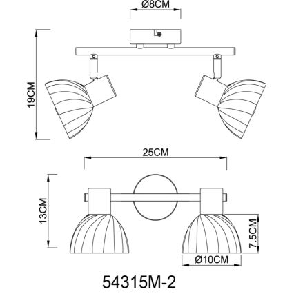 Globo - Foco 2xE14/40W/230V dourado