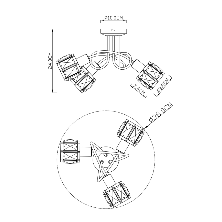 Globo - Candelabro integrado 3xE14/40W/230V