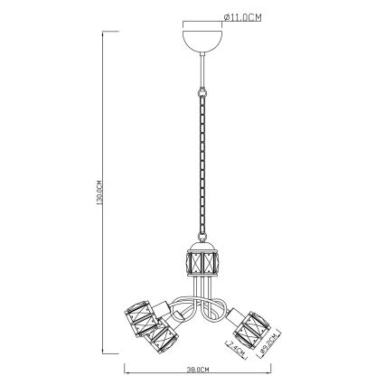 Globo - LED Candelabro numa corrente 3xE14/40W/230V + LED/5W