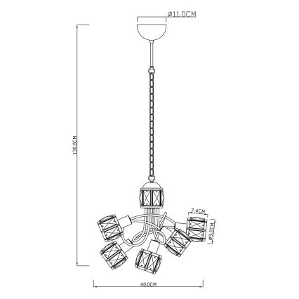 Globo - Lustre LED em corrente 5xE14/40W/230V + LED/5W