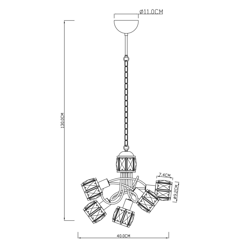 Globo - Lustre LED em corrente 5xE14/40W/230V + LED/5W