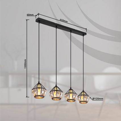 Globo - Candelabro suspenso 4xE14/40W/230V