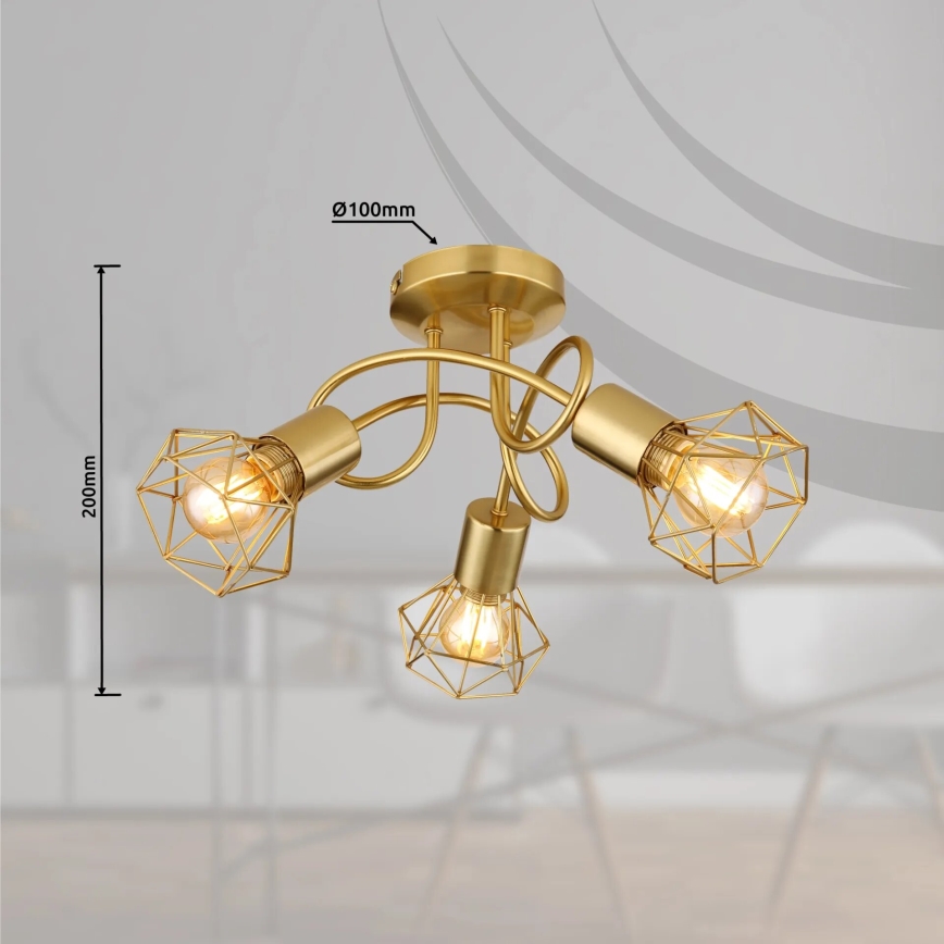 Globo - Candeeiro integrado 3xE14/40W/230V dourado