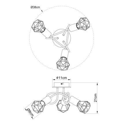 Globo - Candelabro montado à superfície 3xE14/40W/230V