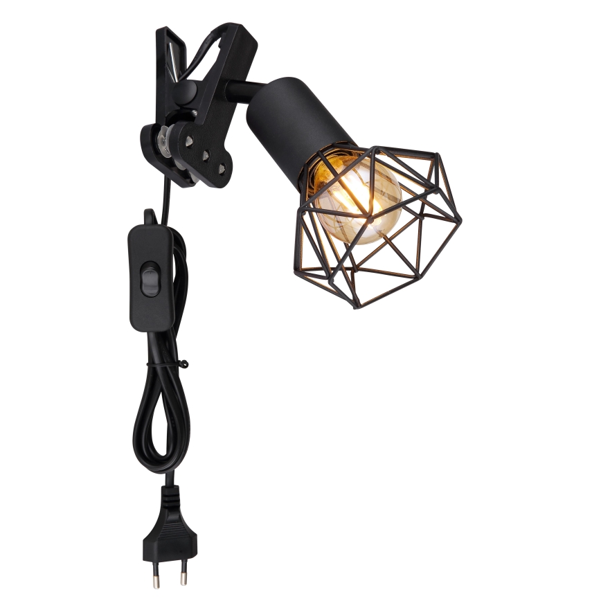 Globo - Candeeiro de parede com clipe 1xE14/40W/230V preto