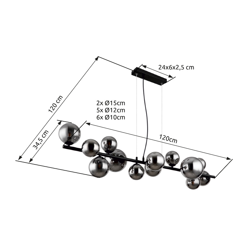Globo - Candeeiro suspenso LED 13xG9/3,5W/230V fumado/preto