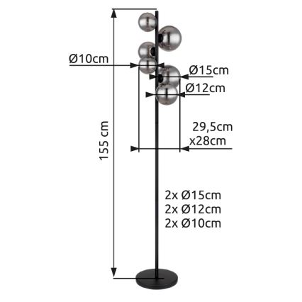 Globo - Candeeiro de chão LED 6xG9/3,5W/230V fumado/preto