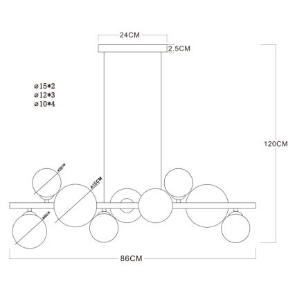 Globo - Candelabro suspenso LED 9xG9/3W/230V