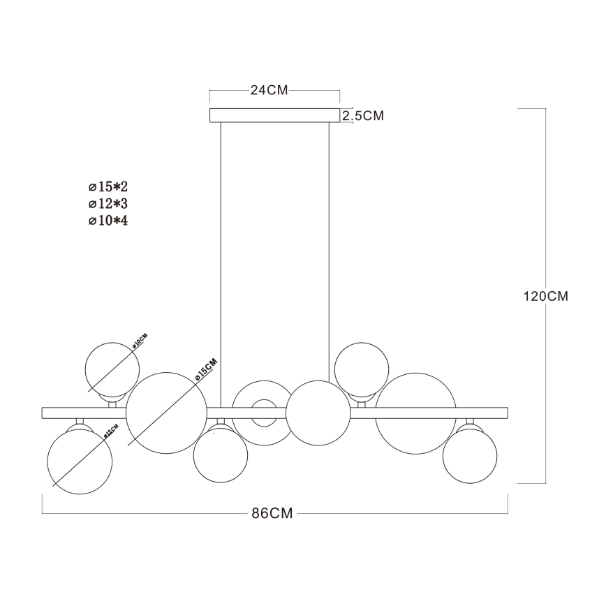 Globo - Candelabro suspenso LED 9xG9/3W/230V