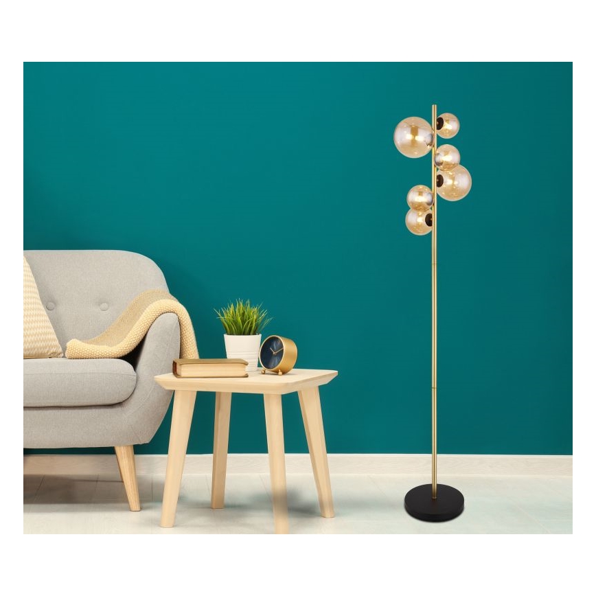 Globo - Candeeiro de chão LED 6xG9/3W/230V latão