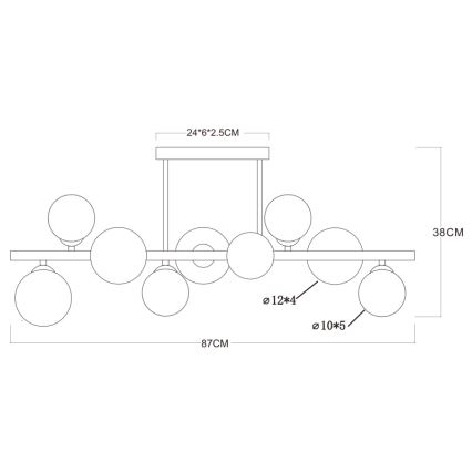 Globo - Candelabro suspenso LED 9xG9/3W/230V latão