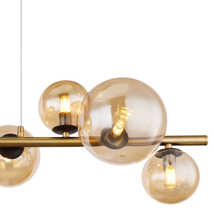 Globo - Candelabro suspenso LED 9xG9/3W/230V latão