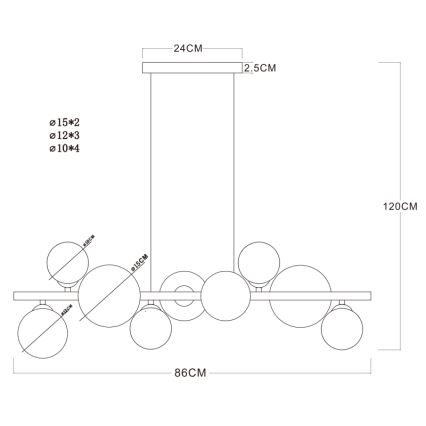 Globo - Candelabro suspenso LED 9xG9/3W/230V latão