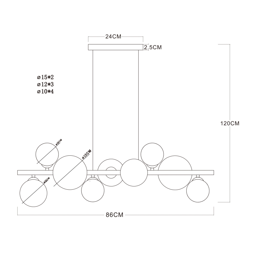 Globo - Candelabro suspenso LED 9xG9/3W/230V latão