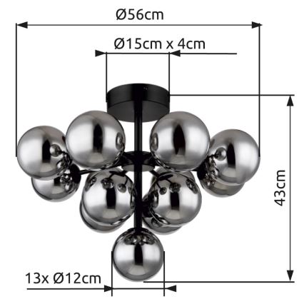 Globo - Candeeiro integrado 13xG9/5W/230V diâmetro 56 cm preto