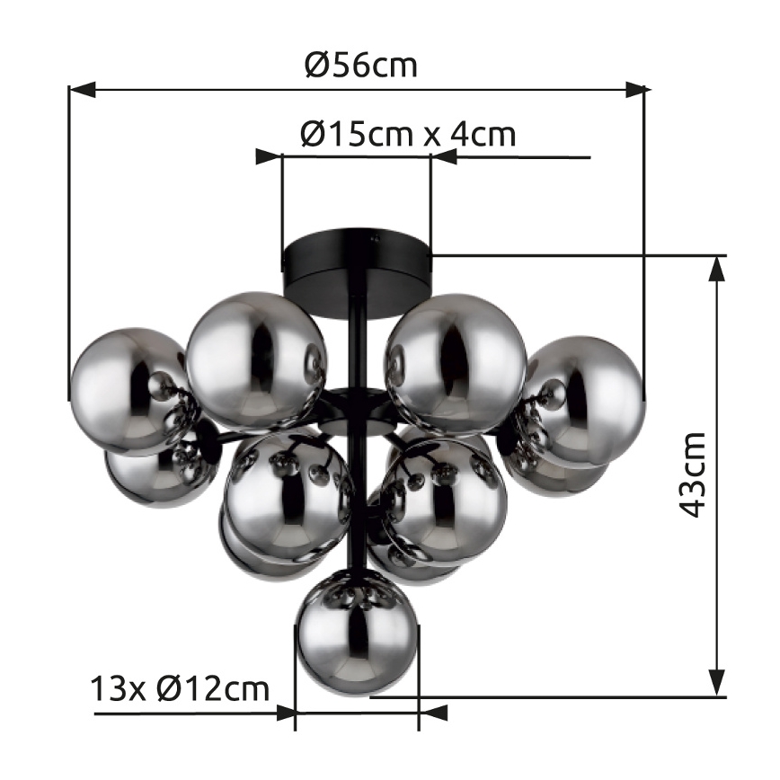 Globo - Candeeiro integrado 13xG9/5W/230V diâmetro 56 cm preto
