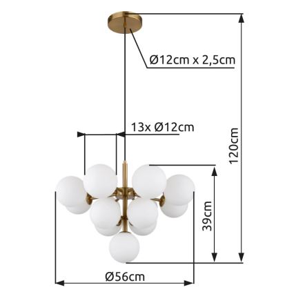 Globo - Candeeiro suspenso 13xG9/5W/230V diâmetro 56 cm dourado