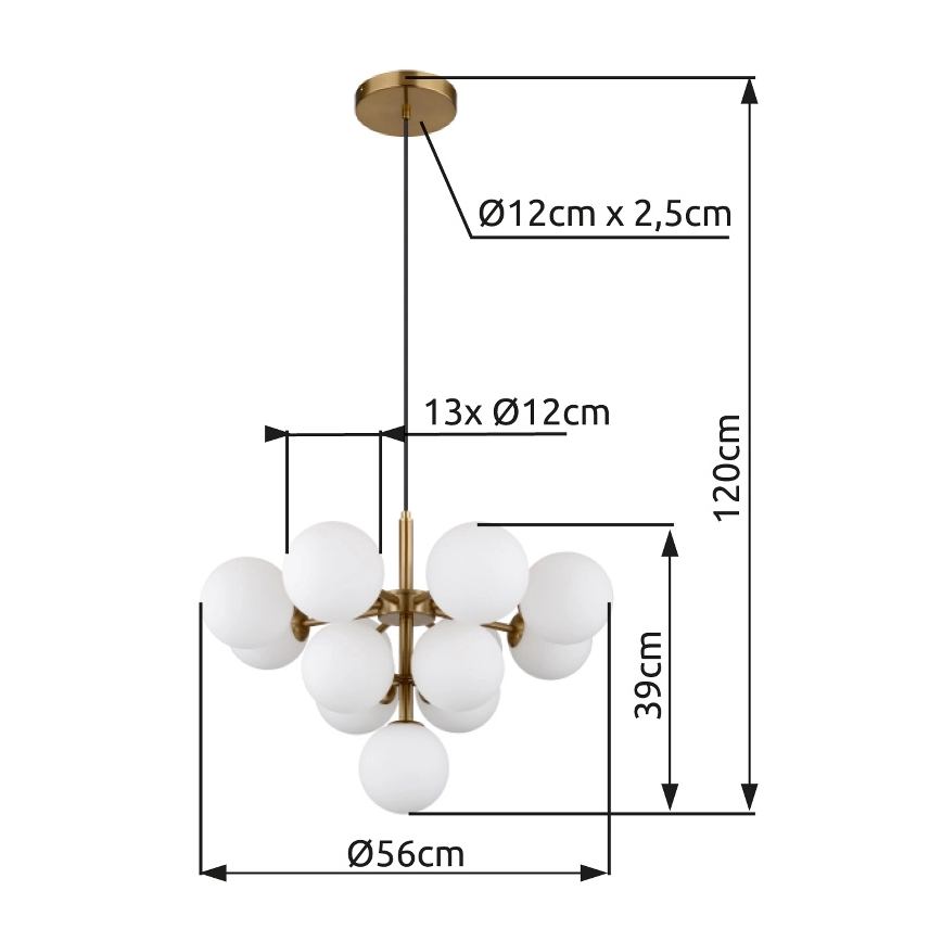 Globo - Candeeiro suspenso 13xG9/5W/230V diâmetro 56 cm dourado