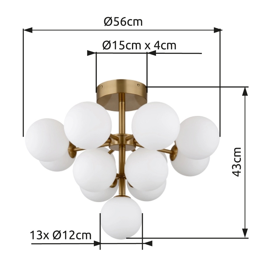 Globo - Candeeiro integrado 13xG9/5W/230V diâmetro 56 cm dourado