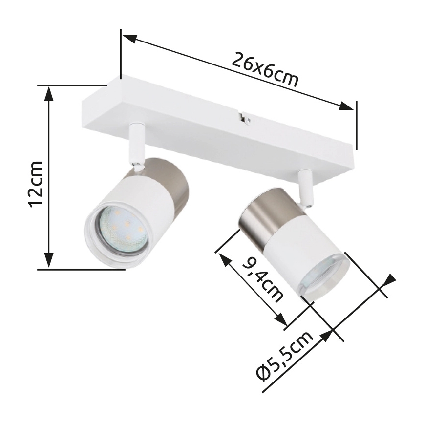 Globo - Foco 2xGU10/25W/230V branco/cromado mate