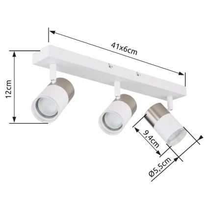 Globo - Foco 3xGU10/25W/230V branco/cromado mate