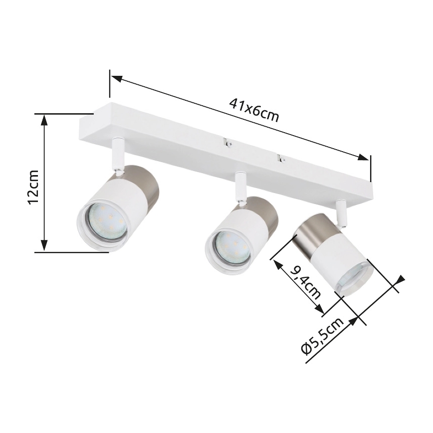 Globo - Foco 3xGU10/25W/230V branco/cromado mate