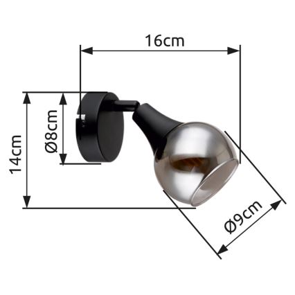 Globo - Foco de parede 1xE14/40W/230V preto