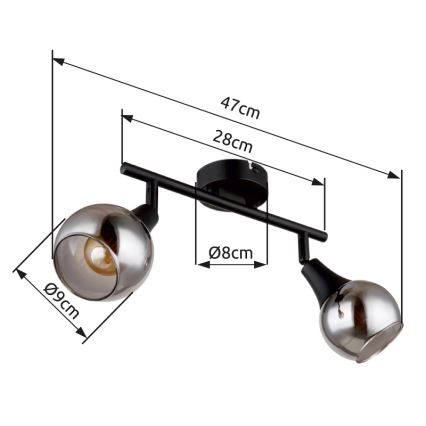 Globo - Foco 2xE14/40W/230V preto