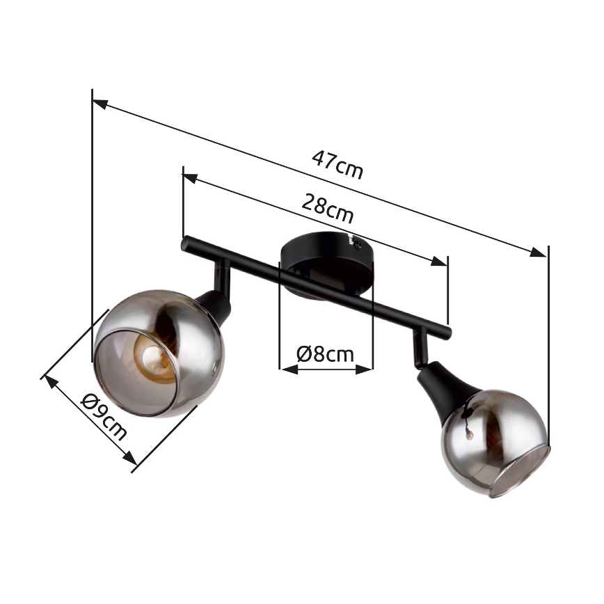 Globo - Foco 2xE14/40W/230V preto