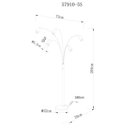 Globo - Candeeiro de chão 5xGU10/35W/230V