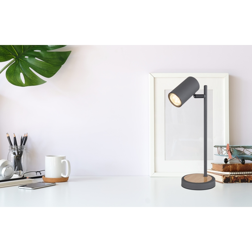 Globo - Candeeiro de mesa 1xGU10/5W/230V cinzento/castanho