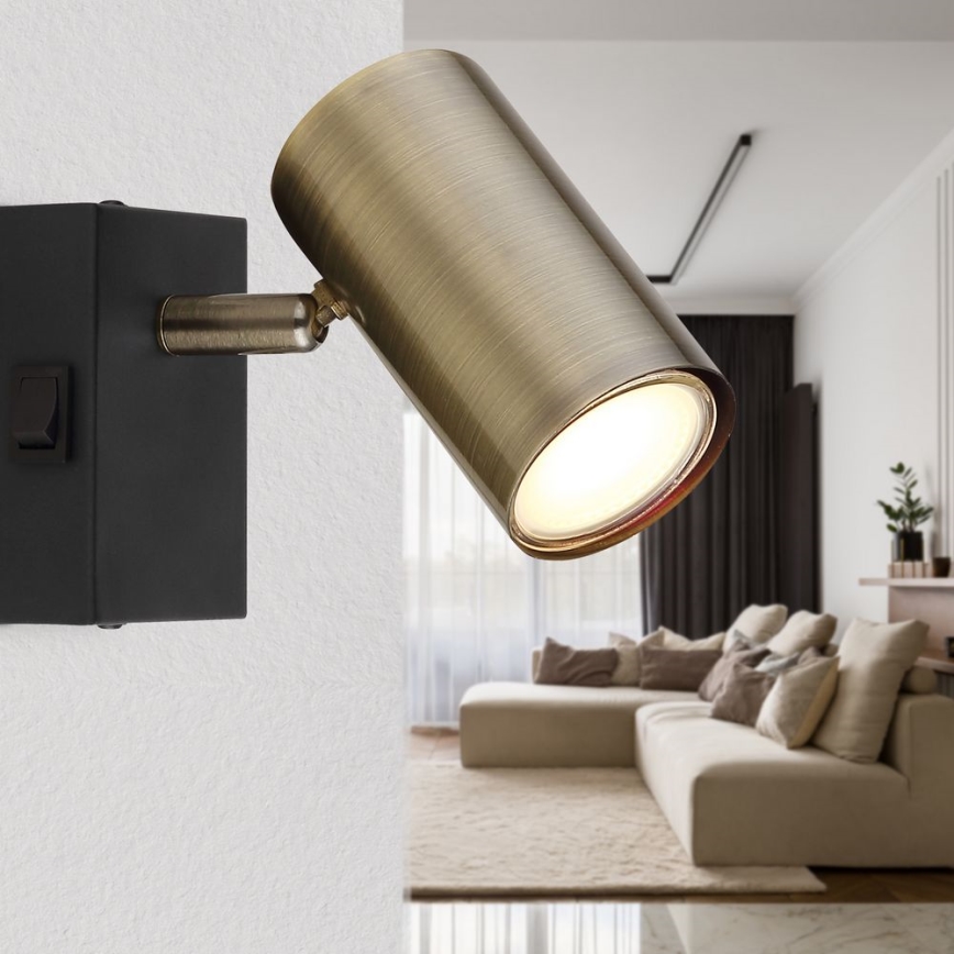 Globo - Foco de parede 1xGU10/25W/230V preto/latão