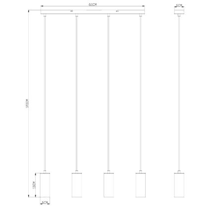 Globo - Candelabro suspenso 4xGU10/35W/230V preto/latão
