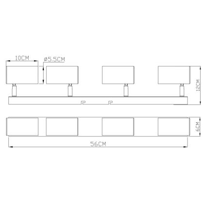 Globo - Foco 4xGU10/35W/230V preto/latão