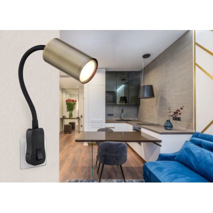 Globo - Candeeiro de parede com tomada 1xGU10/25W/230V preto/latão