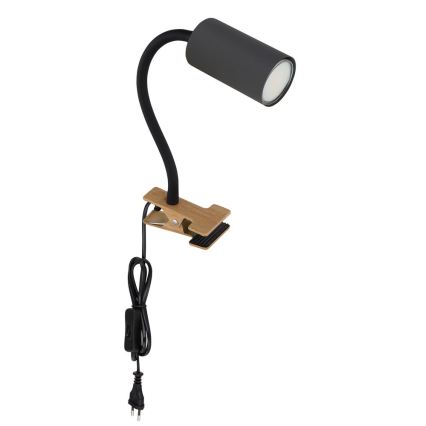 Globo - Candeeiro flexível com clipe 1xGU10/25W/230V cinzento/castanho