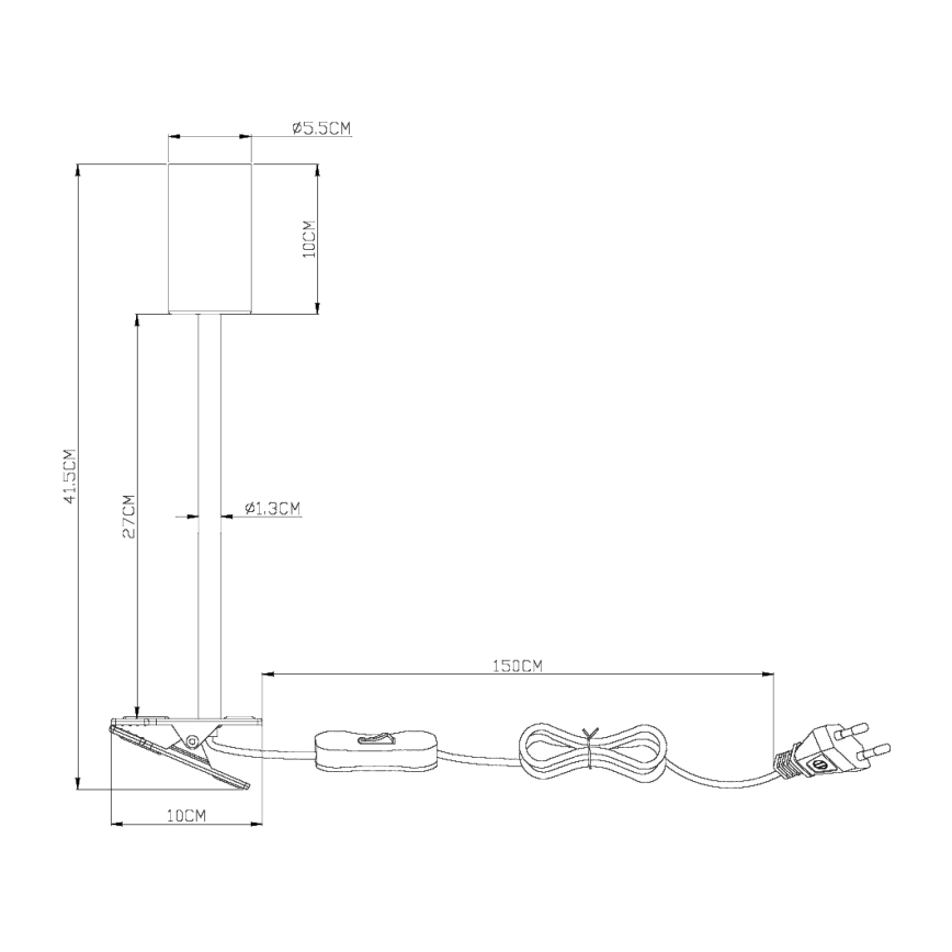 Globo - Candeeiro flexível com clipe 1xGU10/25W/230V cinzento/castanho