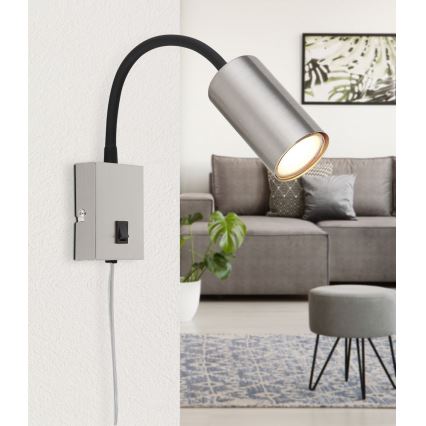 Globo - Candeeiro de parede flexível 1xGU10/25W/230V preto/cromado mate