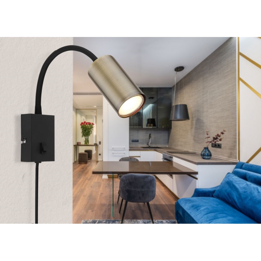 Globo - Candeeiro de parede flexível 1xGU10/25W/230V preto/latão
