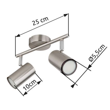 Globo - Foco 2xGU10/25W/230V cromado mate