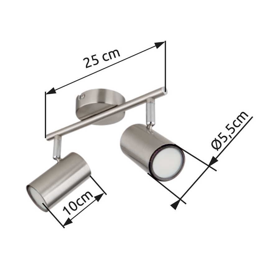 Globo - Foco 2xGU10/25W/230V cromado mate