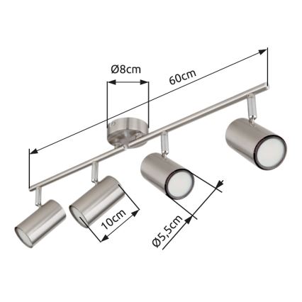 Globo - Foco 4xGU10/25W/230V cromado mate