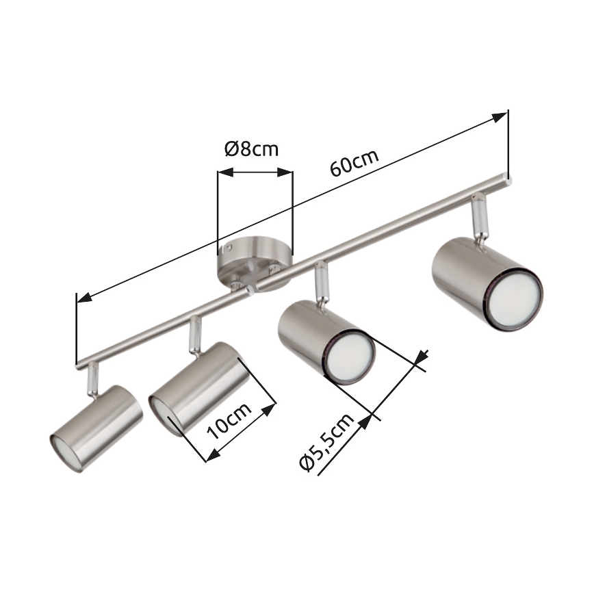 Globo - Foco 4xGU10/25W/230V cromado mate
