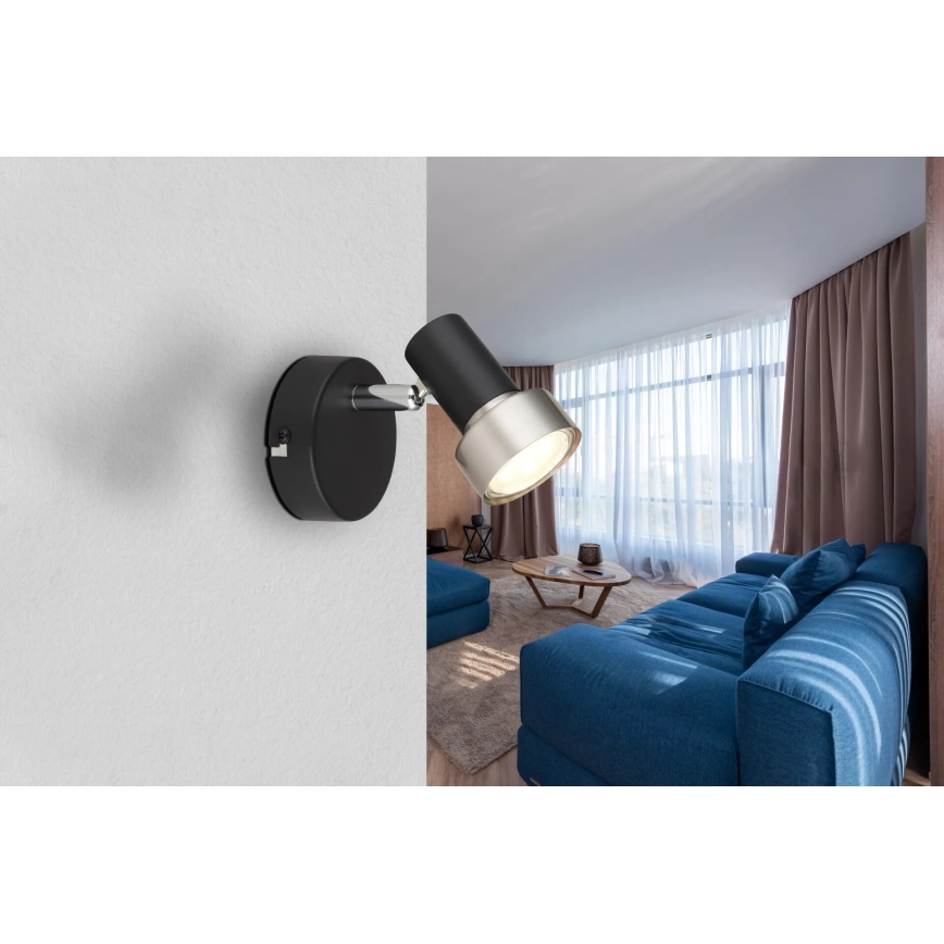 Globo - Foco de parede 1xGU10/25W/230V preto/prateado