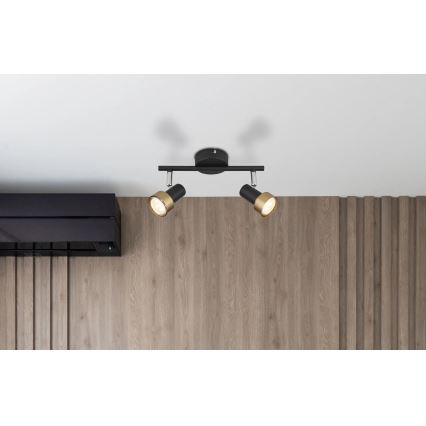 Globo - Foco  2xGU10/25W/230V preto/dourado
