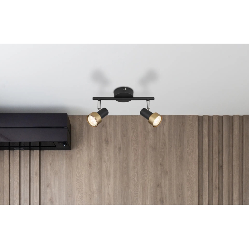 Globo - Foco  2xGU10/25W/230V preto/dourado