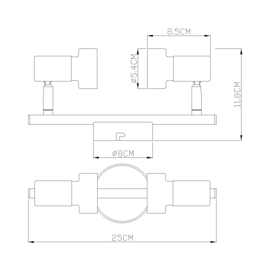 Globo - Foco  2xGU10/25W/230V preto/dourado